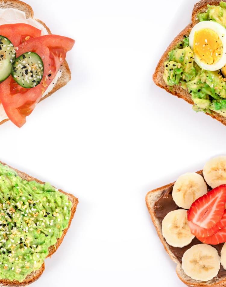 Image of various toppings on slices of bread